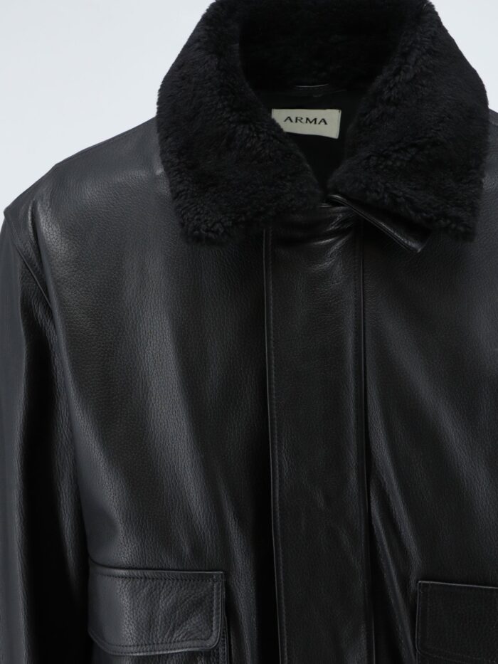 ARMA Bari Leather Jacket With Faux Fur Collar