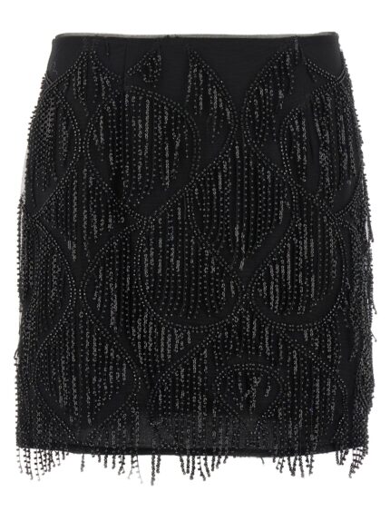 ROTATE BIRGER CHRISTENSEN Beaded Fringed Skirt