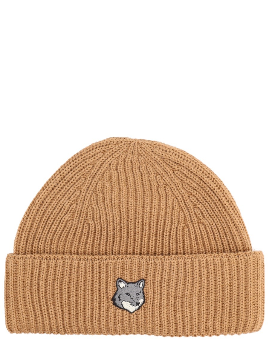 Maison Kitsune Beanie With Fox Patch