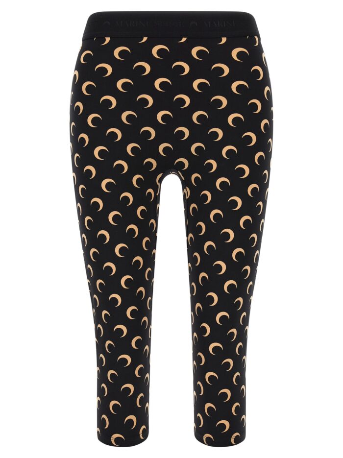 marine serre beige 'all over moon' capri leggings MARINE SERRE Beige 'All Over Moon' Capri Leggings