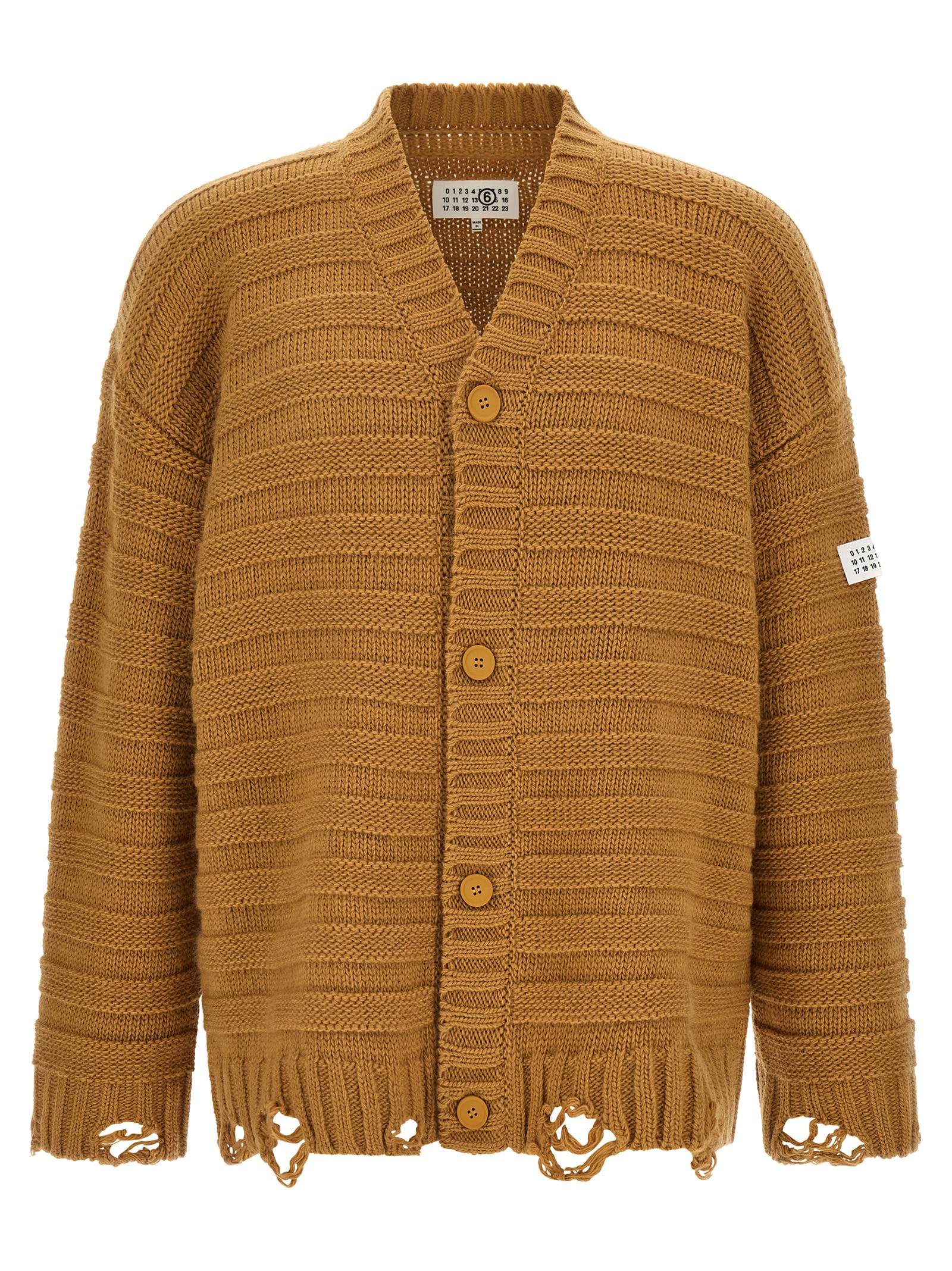 MM6 MAISON MARGIELA Beige 'Distressed' Cardigan