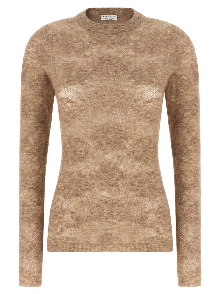 brunello cucinelli beige 'flower lace' sweater Brunello Cucinelli Beige 'Flower Lace' Sweater
