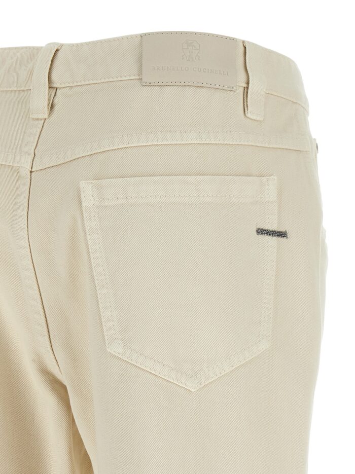 Brunello Cucinelli Beige 'Shiny Tab' Jeans