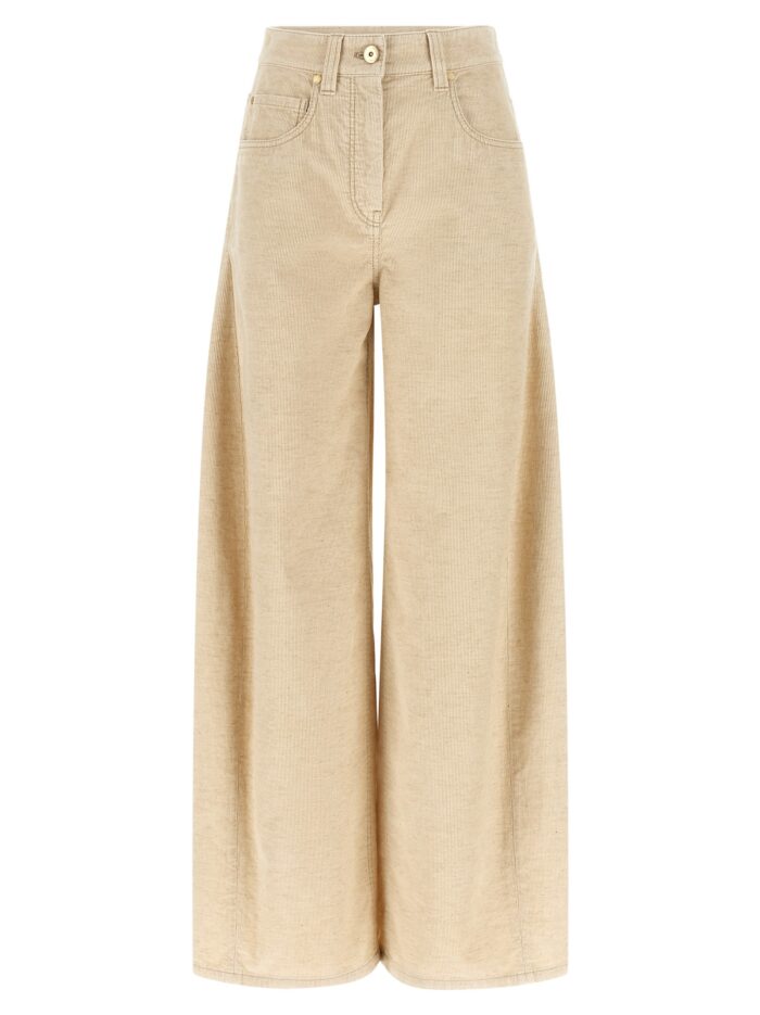 brunello cucinelli beige 'wide' pants Brunello Cucinelli Beige 'Wide' Pants