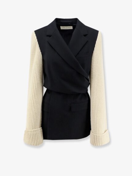 Dries Van Noten Beline Bis Wool Blazer With Contrasting Sleeves