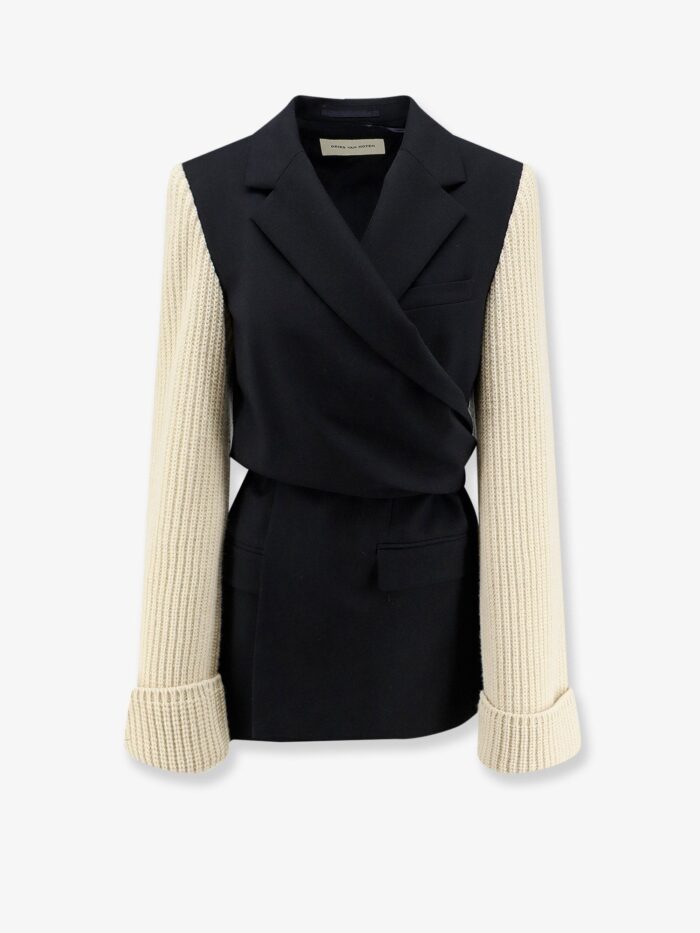 Dries Van Noten Beline Bis Wool Blazer With Contrasting Sleeves