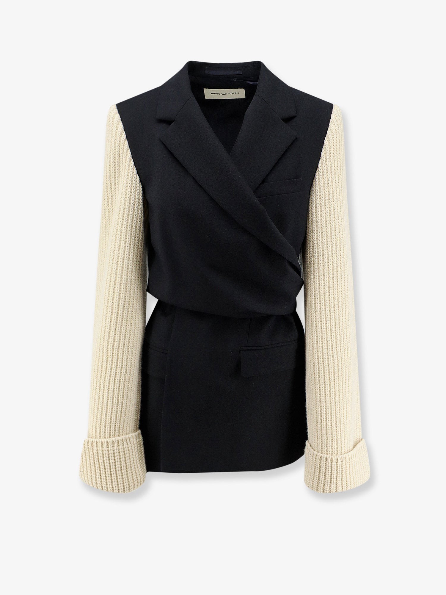 Dries Van Noten Beline Bis Wool Blazer With Contrasting Sleeves