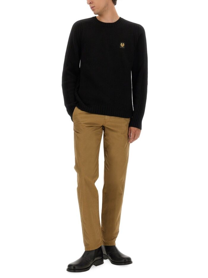 BELSTAFF JERSEY WITH LOGO PATCH
