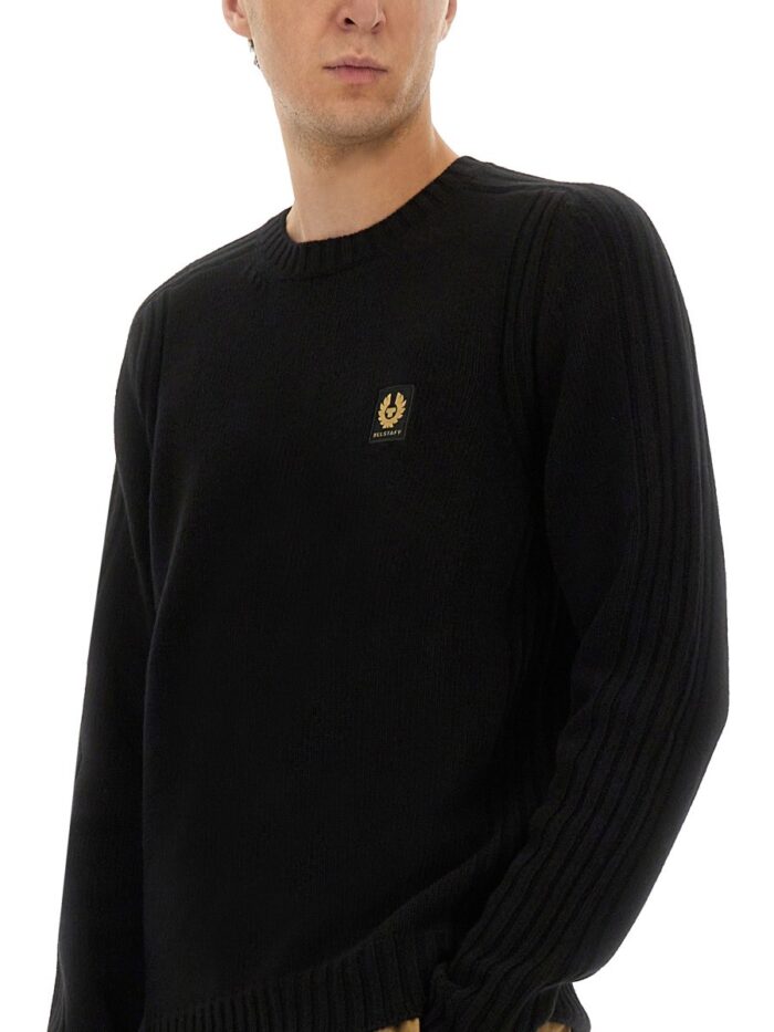 BELSTAFF JERSEY WITH LOGO PATCH