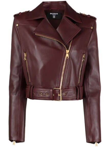 Belted Leather Biker Jacket