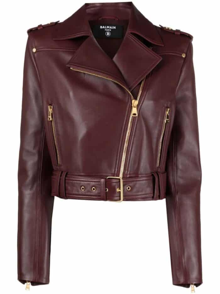 Belted Leather Biker Jacket