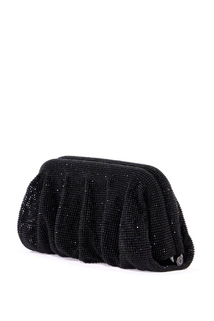 BENEDETTA BRUZZICHES Elegant Large Black Rhinestone Evening Bag For Ceremony