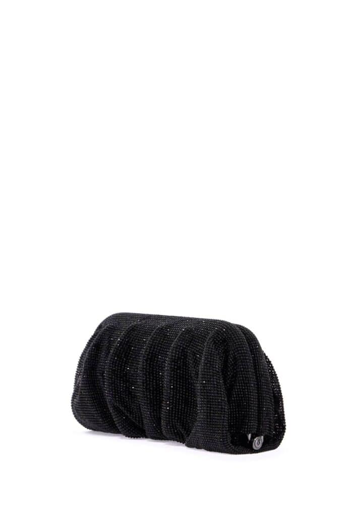 BENEDETTA BRUZZICHES Elegant Large Black Rhinestone Evening Bag For Ceremony