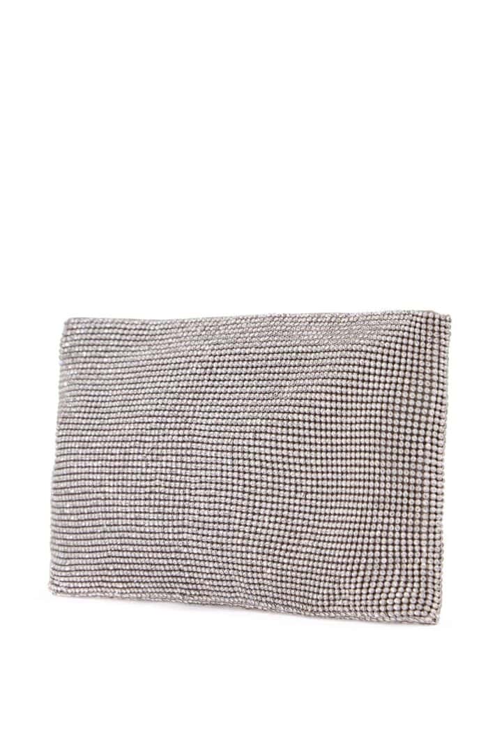 BENEDETTA BRUZZICHES La Petite Evening Bag In Crystal On Silver With Shoulder Strap