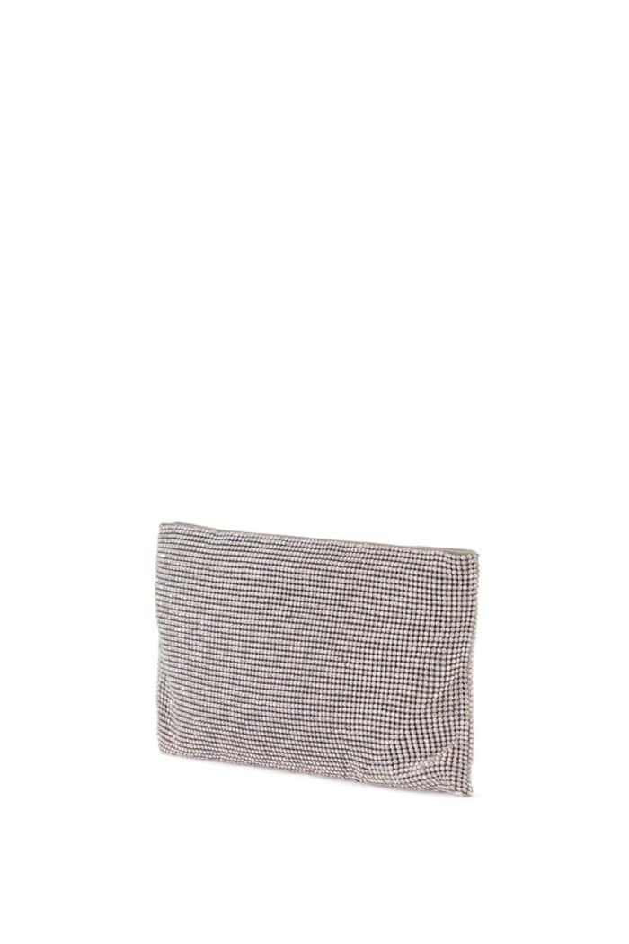 BENEDETTA BRUZZICHES La Petite Evening Bag In Crystal On Silver With Shoulder Strap