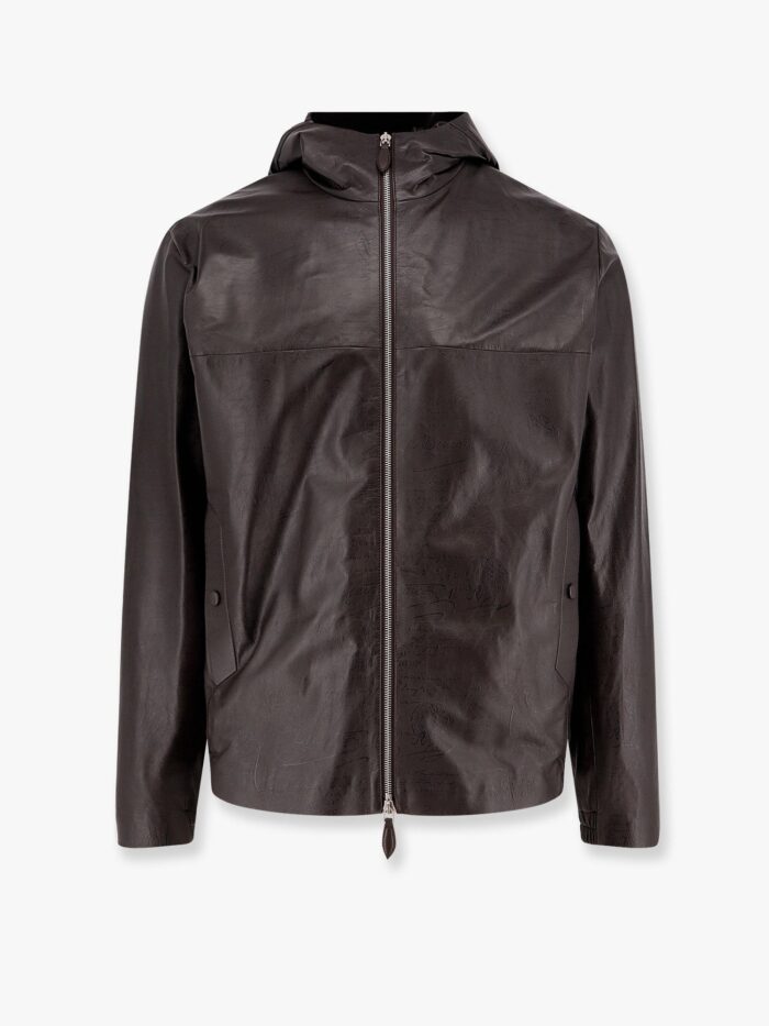 BERLUTI Scritto B-way Printed Leather Jacket