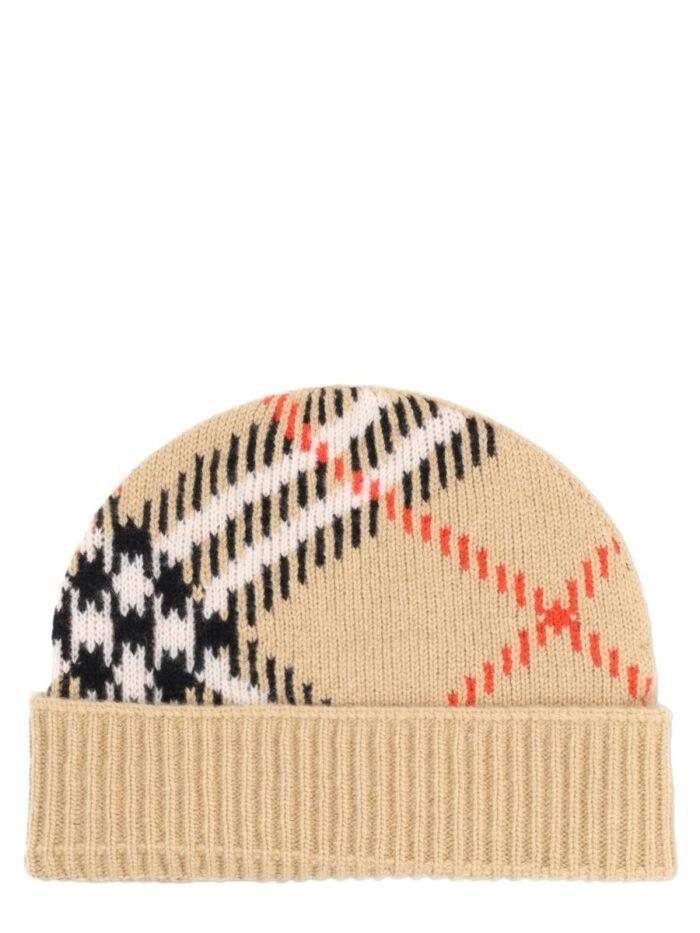 Burberry Berretto In Cashmere Con Motivo Check