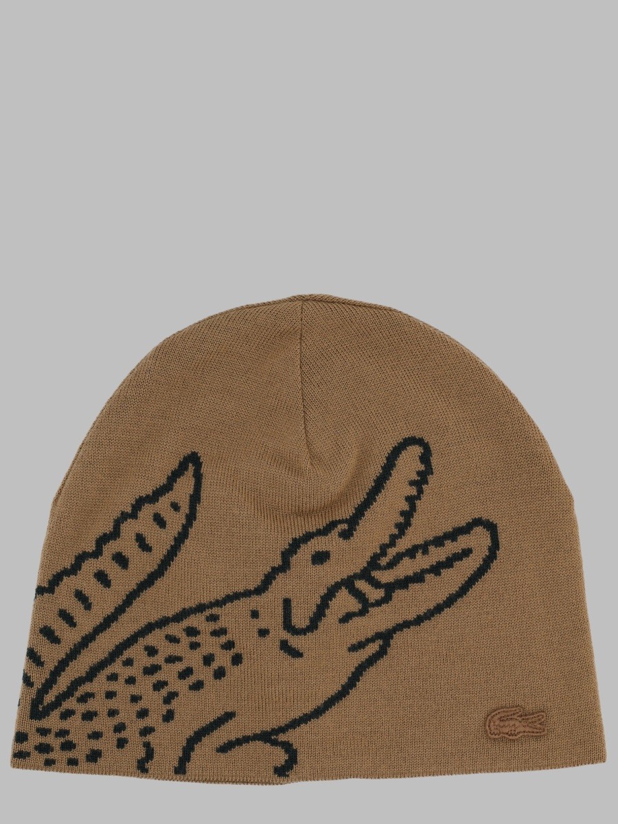 Lacoste Berretto In Lana Con Coccodrillo Jacquard