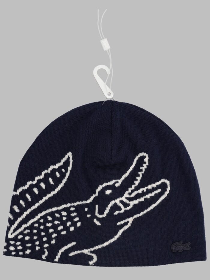 Lacoste Berretto In Lana Con Coccodrillo Jacquard