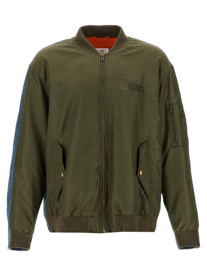mm6 maison margiela bimaterial bomber jacket MM6 MAISON MARGIELA Bimaterial Bomber Jacket