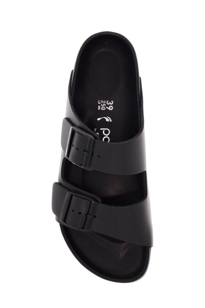 BIRKENSTOCK Black Leather Platform Sandals With Two Straps And Metal Buckles