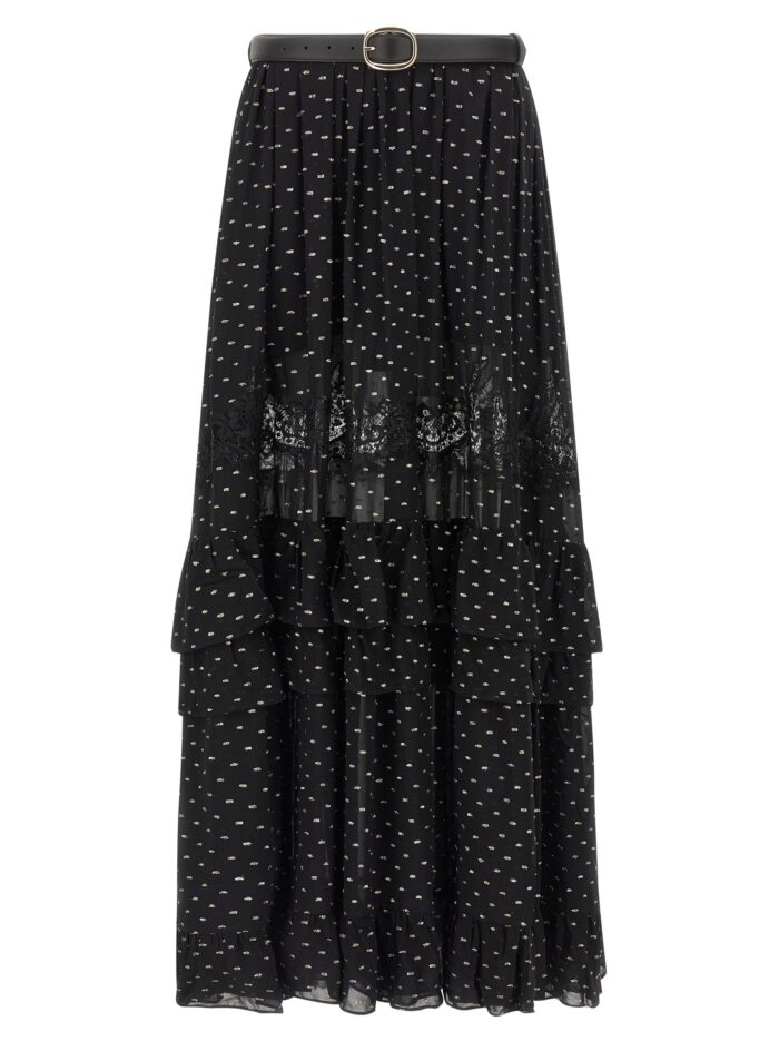 self portrait 'black and gold chiffon lace maxi' skirt SELF PORTRAIT 'Black And Gold Chiffon Lace Maxi' Skirt