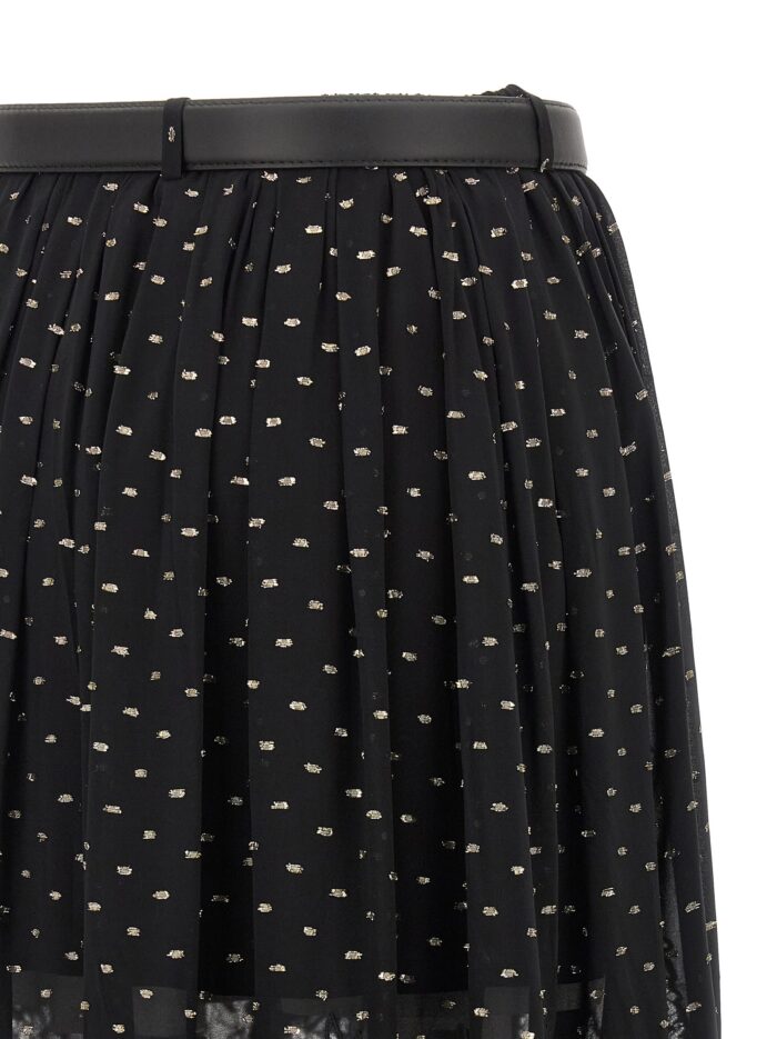 SELF PORTRAIT 'Black And Gold Chiffon Lace Maxi' Skirt