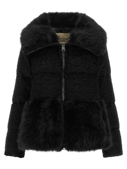 Herno Black Astrakhan Effect Jacket