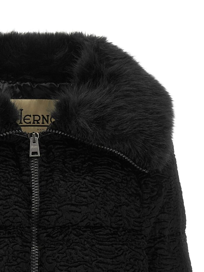 Herno Black Astrakhan Effect Jacket