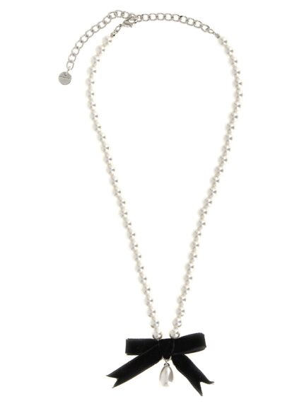 SELF PORTRAIT 'Black Bow Pearl' Necklace