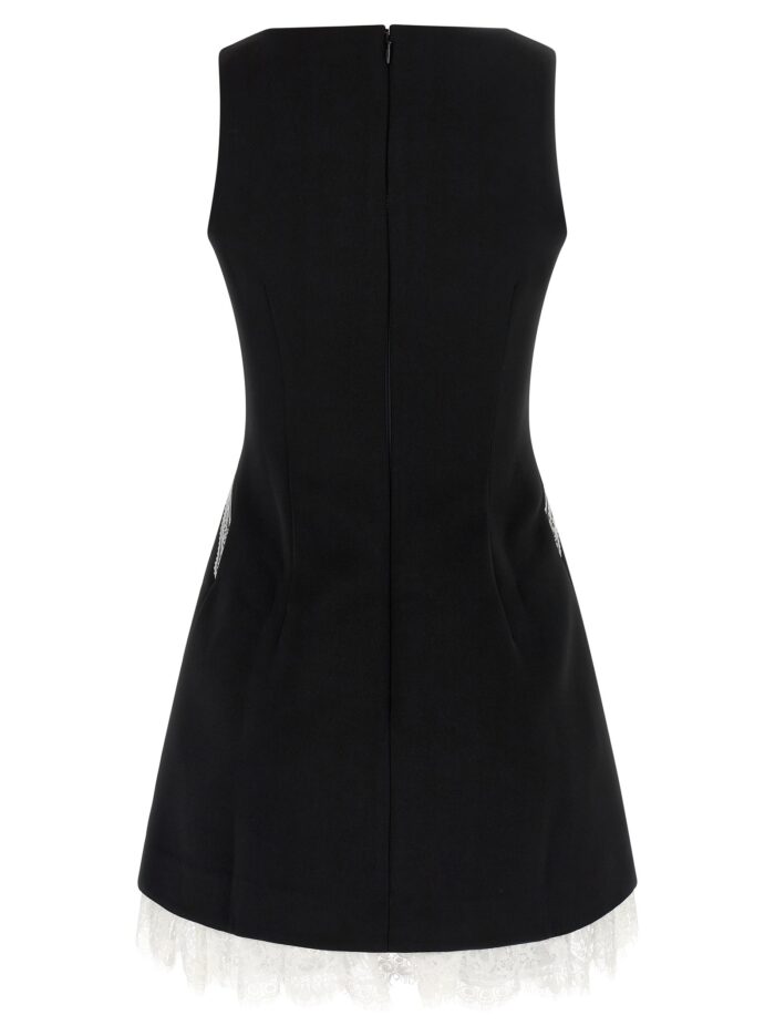 SELF PORTRAIT 'Black Crêpe Bow Lace Mini' Dress
