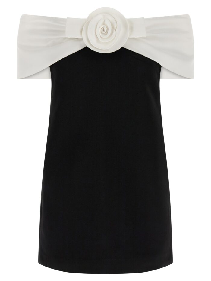 SELF PORTRAIT 'Black Crêpe Flower Mini' Dress