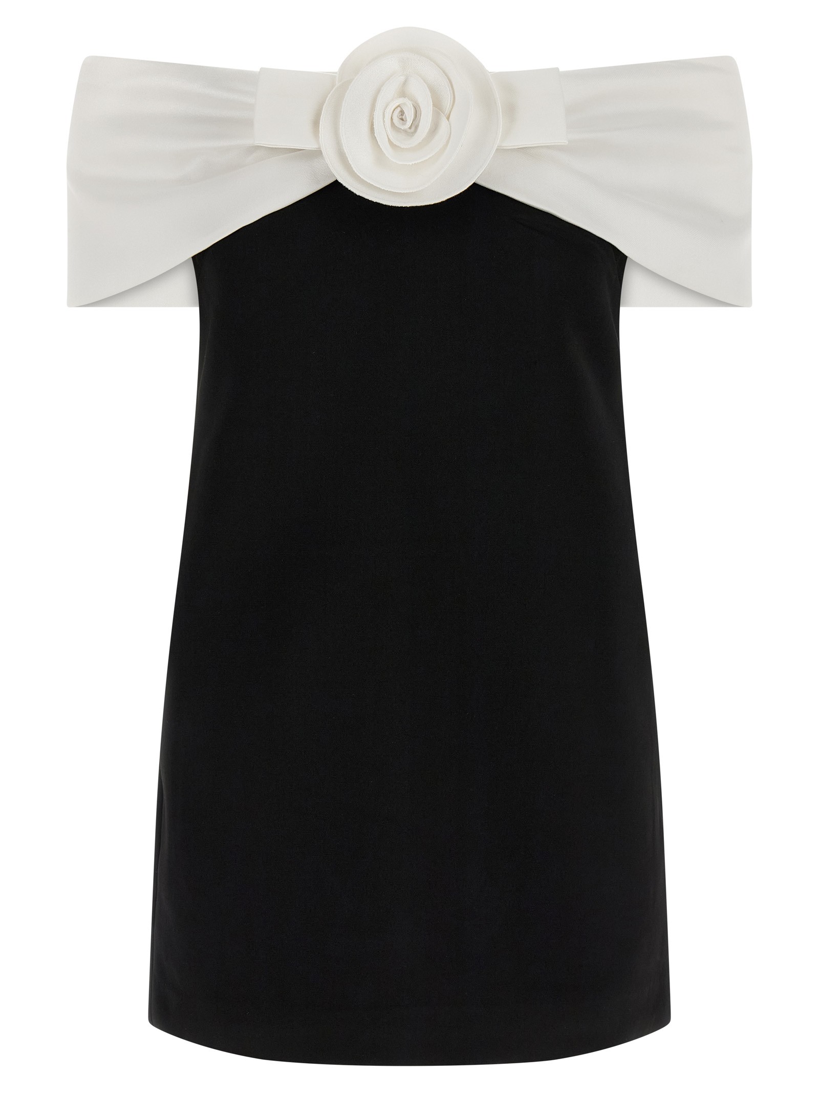 SELF PORTRAIT 'Black Crêpe Flower Mini' Dress