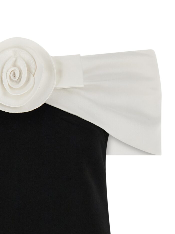 SELF PORTRAIT 'Black Crêpe Flower Mini' Dress