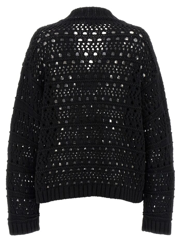 GANNI 'Black Crochet V-neck' Sweater