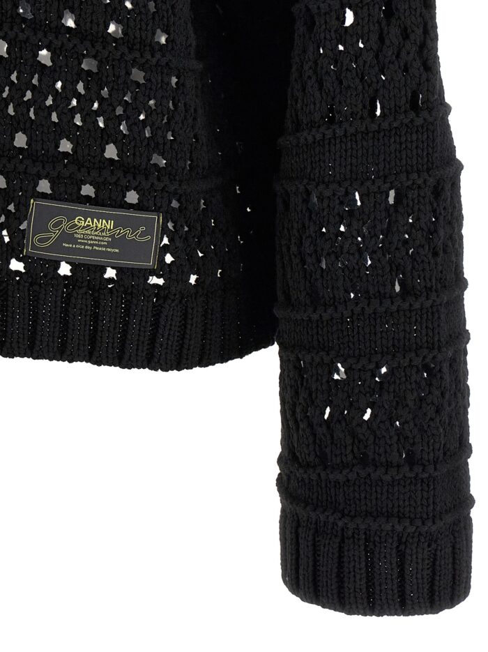 GANNI 'Black Crochet V-neck' Sweater
