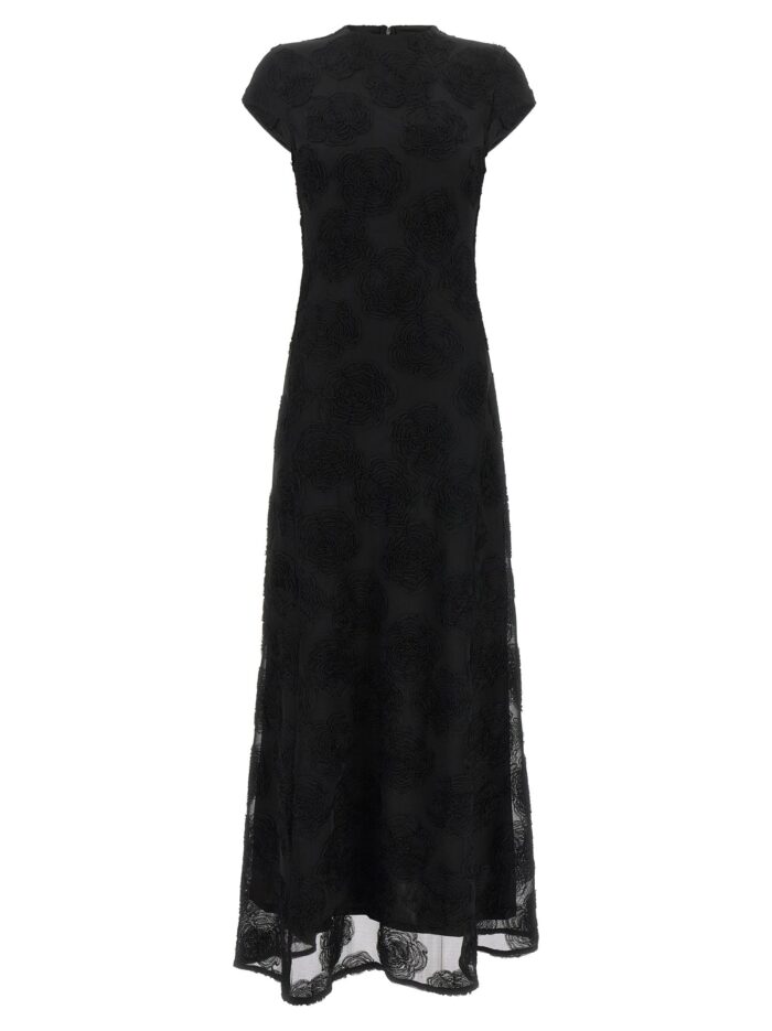 rotate birger christensen black 'flower mesh maxi' dress ROTATE BIRGER CHRISTENSEN Black 'Flower Mesh Maxi' Dress