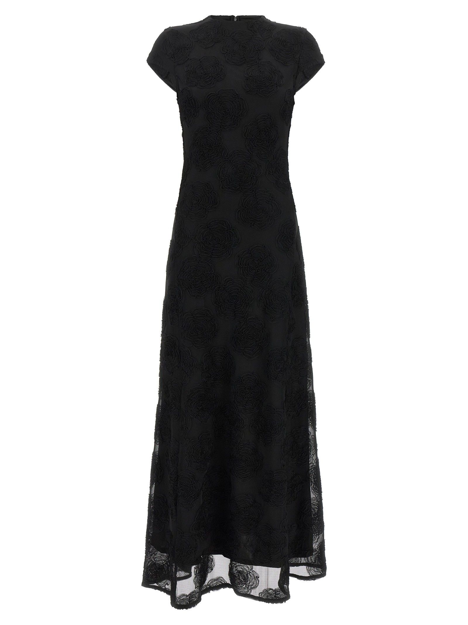 ROTATE BIRGER CHRISTENSEN Black 'Flower Mesh Maxi' Dress