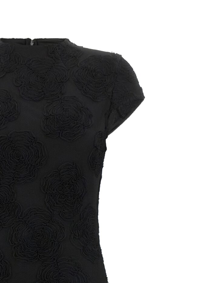 ROTATE BIRGER CHRISTENSEN Black 'Flower Mesh Maxi' Dress