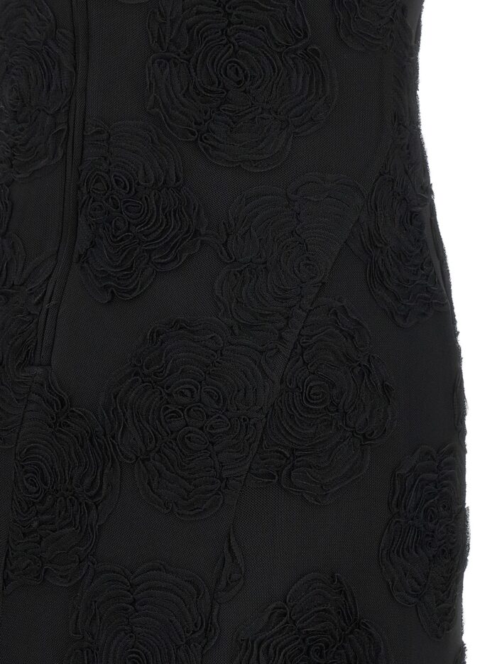 ROTATE BIRGER CHRISTENSEN Black 'Flower Mesh Maxi' Dress