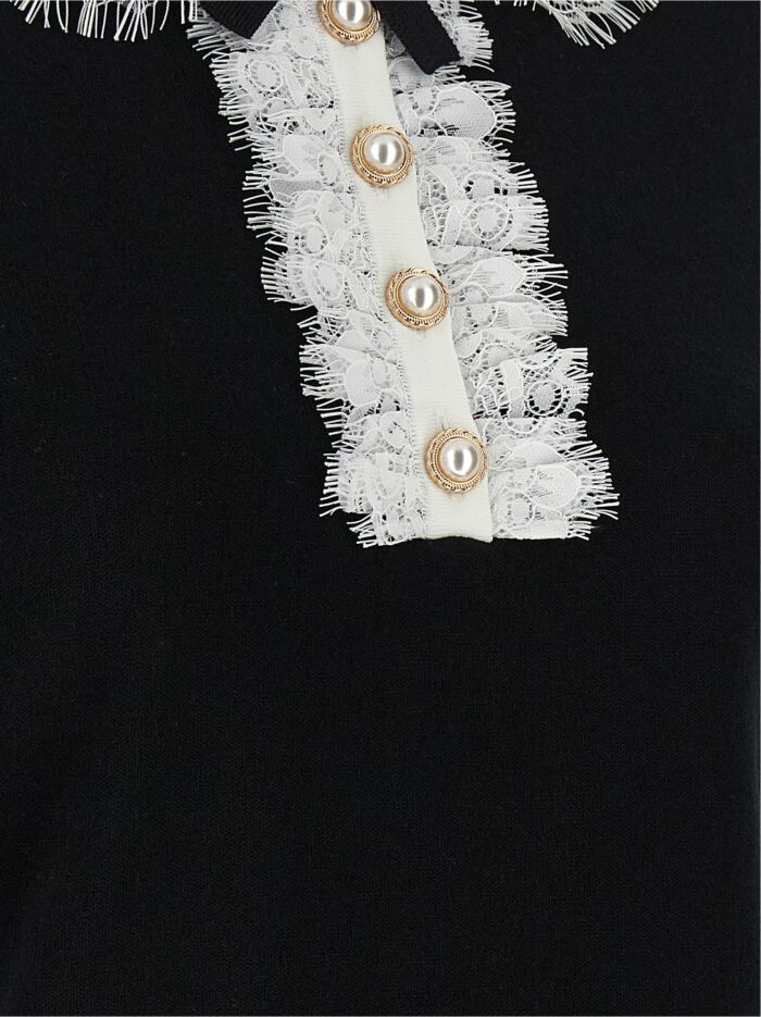 SELF PORTRAIT 'Black Knit Lace Collar' Top