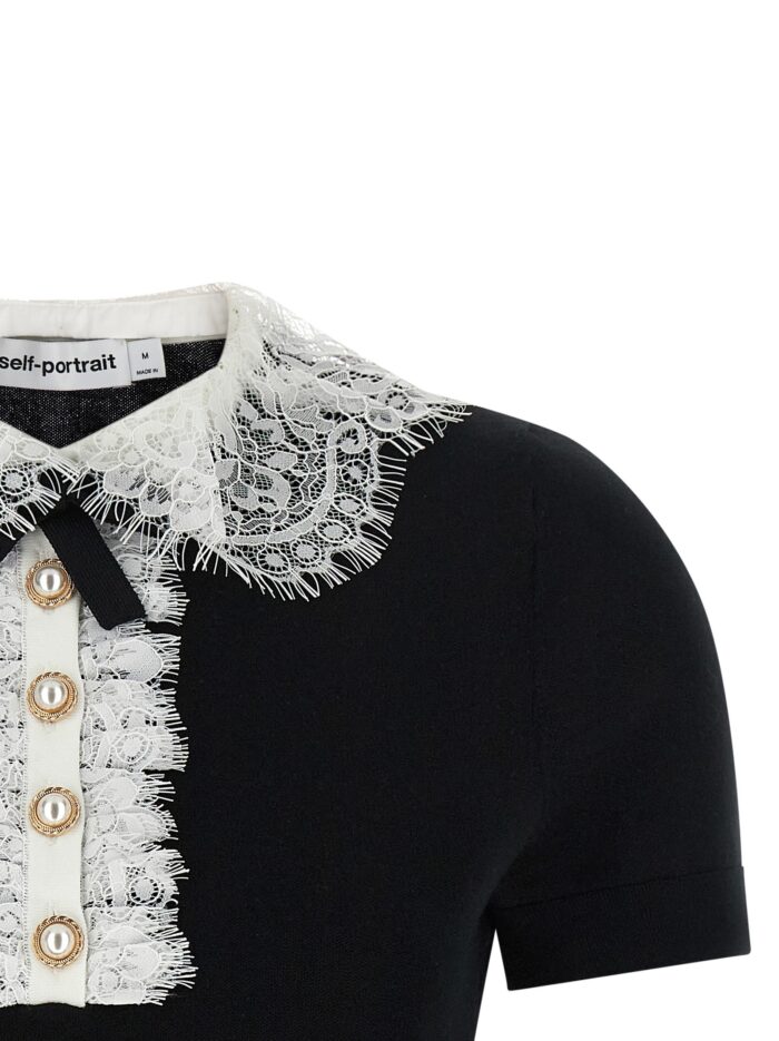 SELF PORTRAIT 'Black Knit Lace Collar' Top