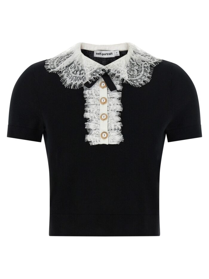 self portrait 'black knit lace collar' top SELF PORTRAIT 'Black Knit Lace Collar' Top