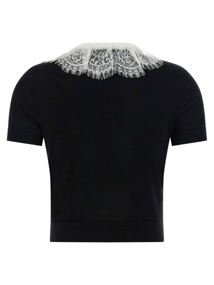 SELF PORTRAIT 'Black Knit Lace Collar' Top