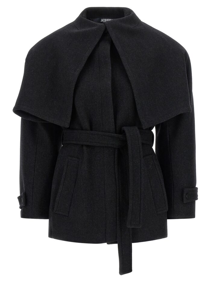 jacquemus black 'le caban boléro' coat JACQUEMUS Black 'Le Caban Boléro' Coat