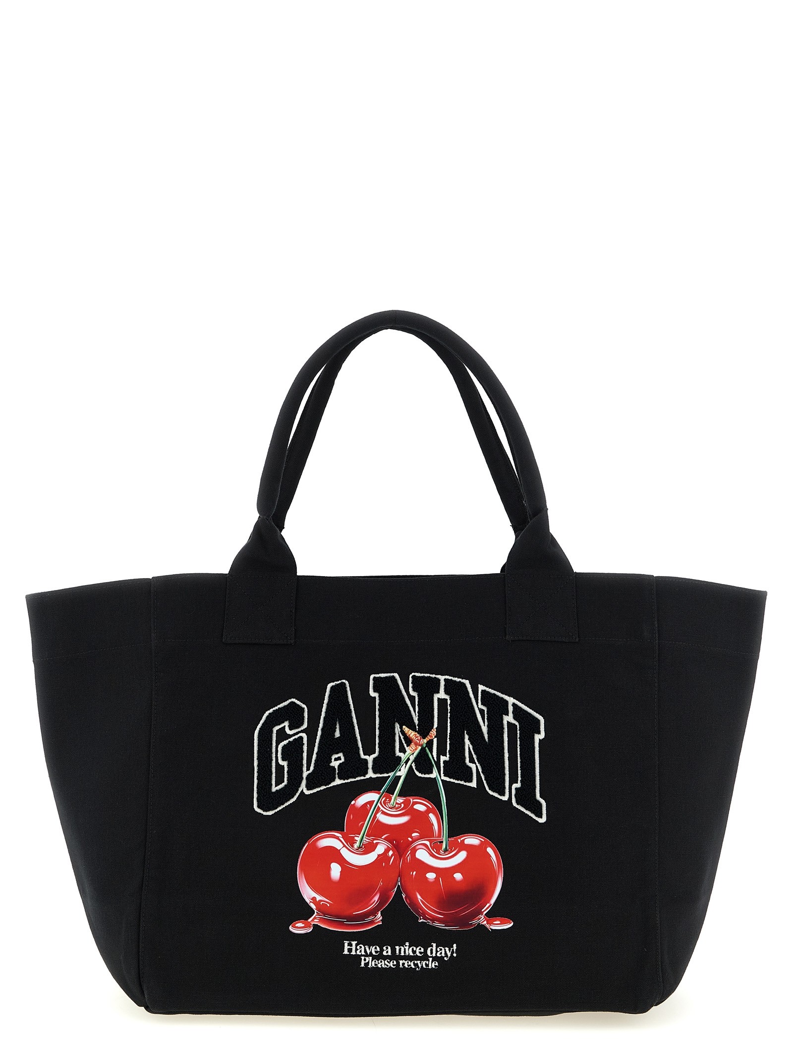 GANNI 'Black Medium Cherry Tote' Shopping Bag