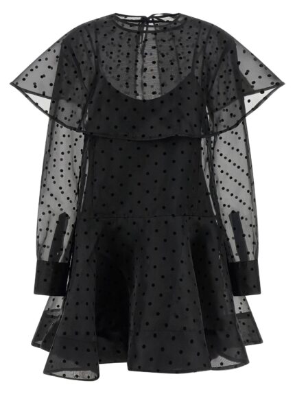 GANNI 'Black Organza Circle Collar' Dress