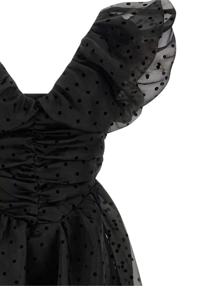 GANNI 'Black Organza Ruched' Dress