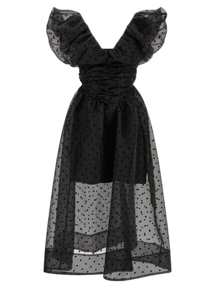 GANNI 'Black Organza Ruched' Dress