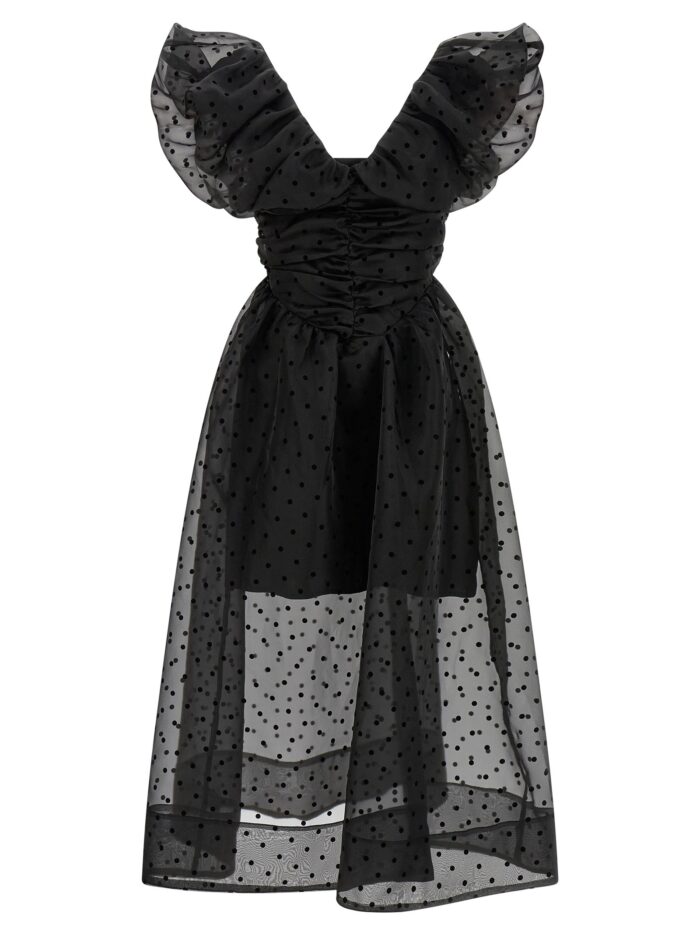 ganni 'black organza ruched' dress GANNI 'Black Organza Ruched' Dress